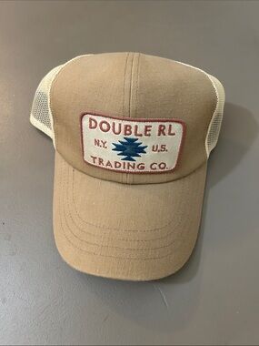 RRL Double RL Ralph Lauren Tan Trucker Hat sold out trading co. Snap Back Beige